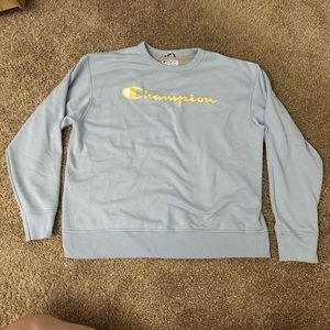 Champion Men’s Pastel Blue & Yellow Crewneck Sweater Size XL